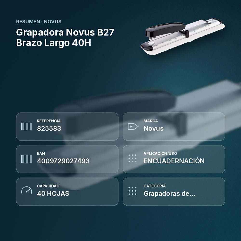GRAPADORA NOVUS B27 BRAZO LARGO 40H - resumen de atributos