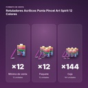 ROTULADORES ACRÍLICOS PUNTA PINCEL ART SPIRIT 12 COLORES - formato de venta: paquete de 12, caja de 144