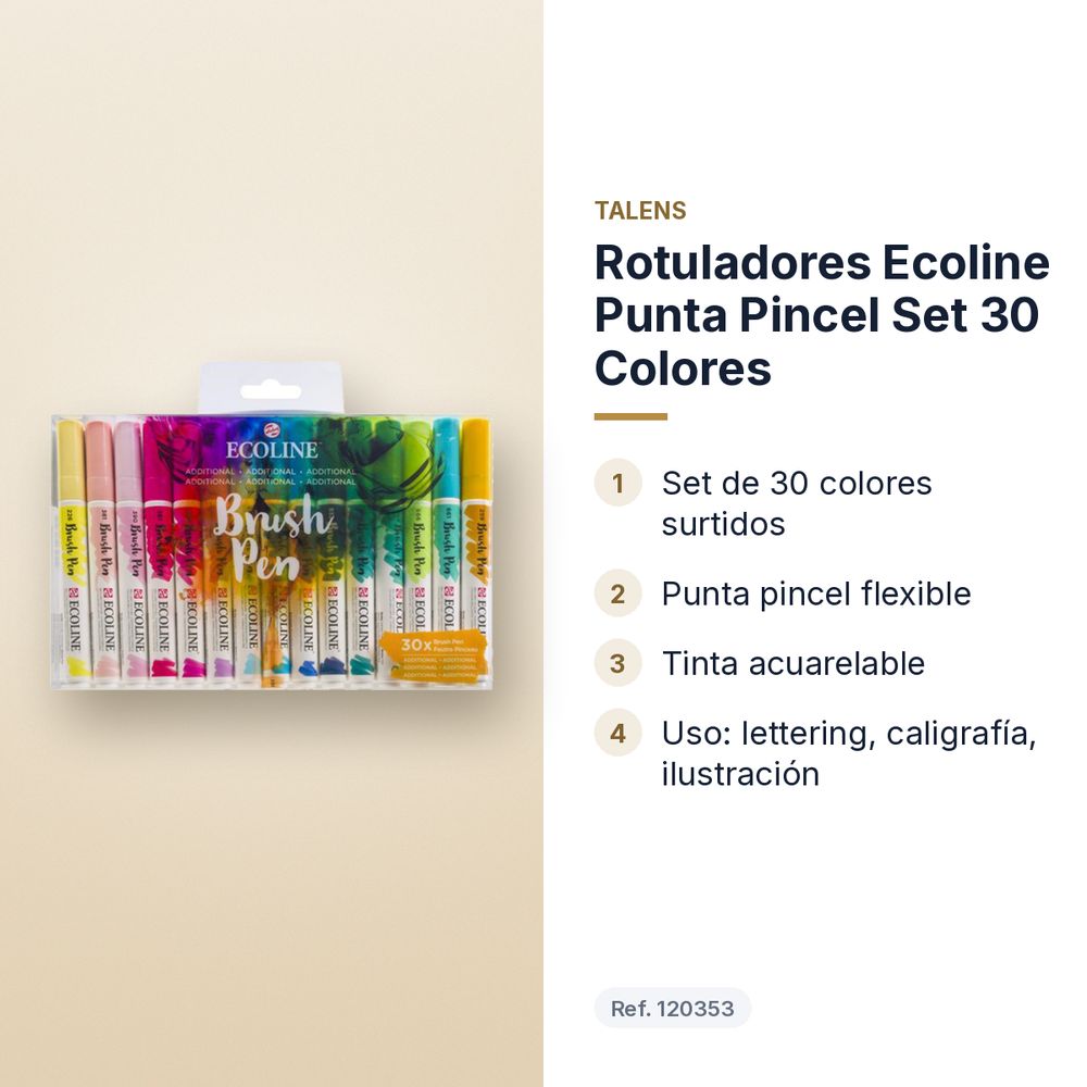 ROTULADORES ECOLINE PUNTA PINCEL SET 30 COLORES - características principales
