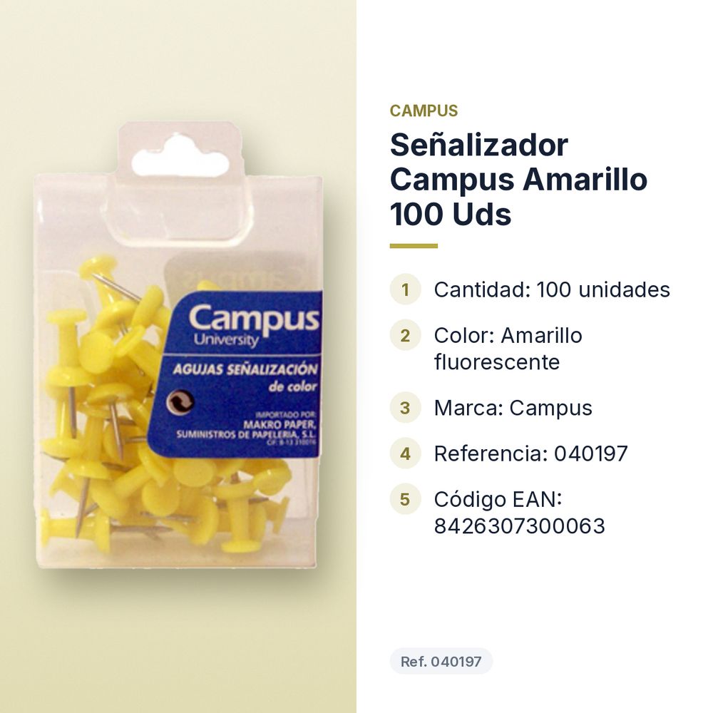 SEÑALIZADOR CAMPUS AMARILLO 100 UDS - características principales