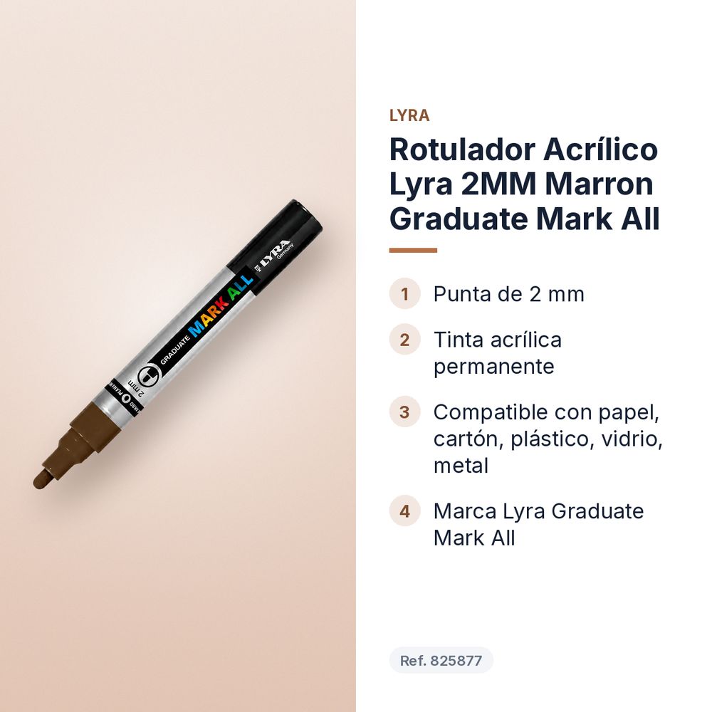 ROTULADOR ACRÍLICO LYRA 2MM MARRON GRADUATE MARK ALL - características principales