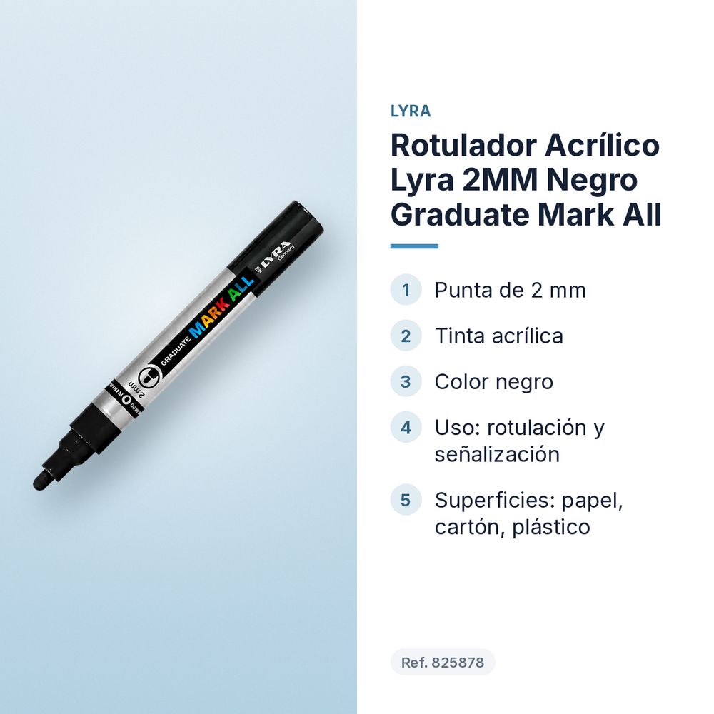 ROTULADOR ACRÍLICO LYRA 2MM NEGRO GRADUATE MARK ALL - características principales