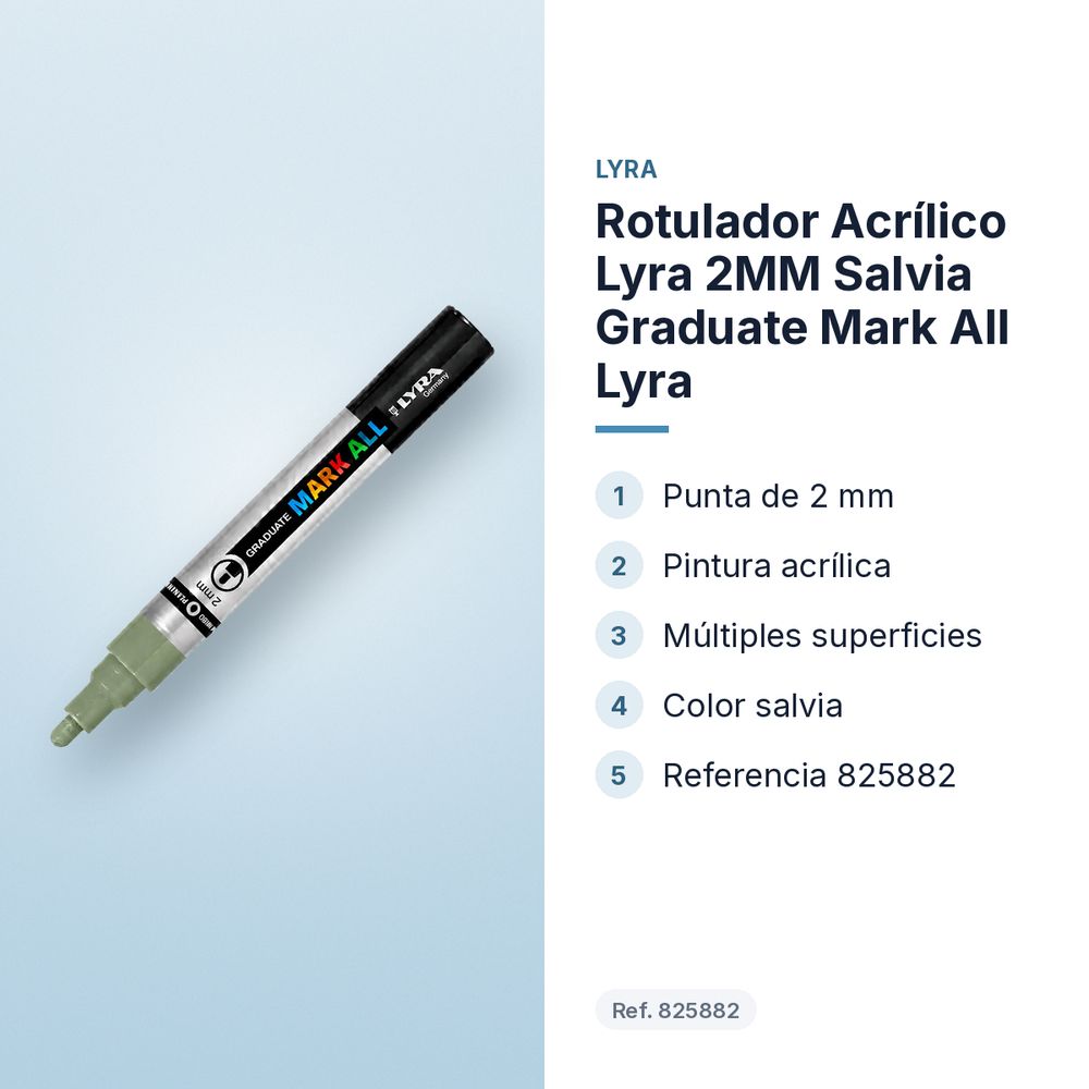 ROTULADOR ACRÍLICO LYRA 2MM SALVIA GRADUATE MARK ALL LYRA - características principales