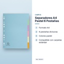 SEPARADORES A4 PASTEL 6 PESTAÑAS - características principales