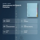 SEPARADORES A4 PASTEL 6 PESTAÑAS - resumen de atributos