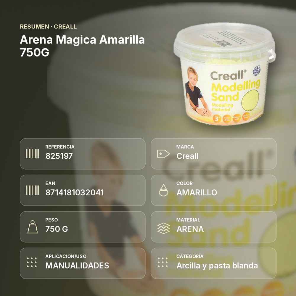 ARENA MAGICA AMARILLA 750G - resumen de atributos