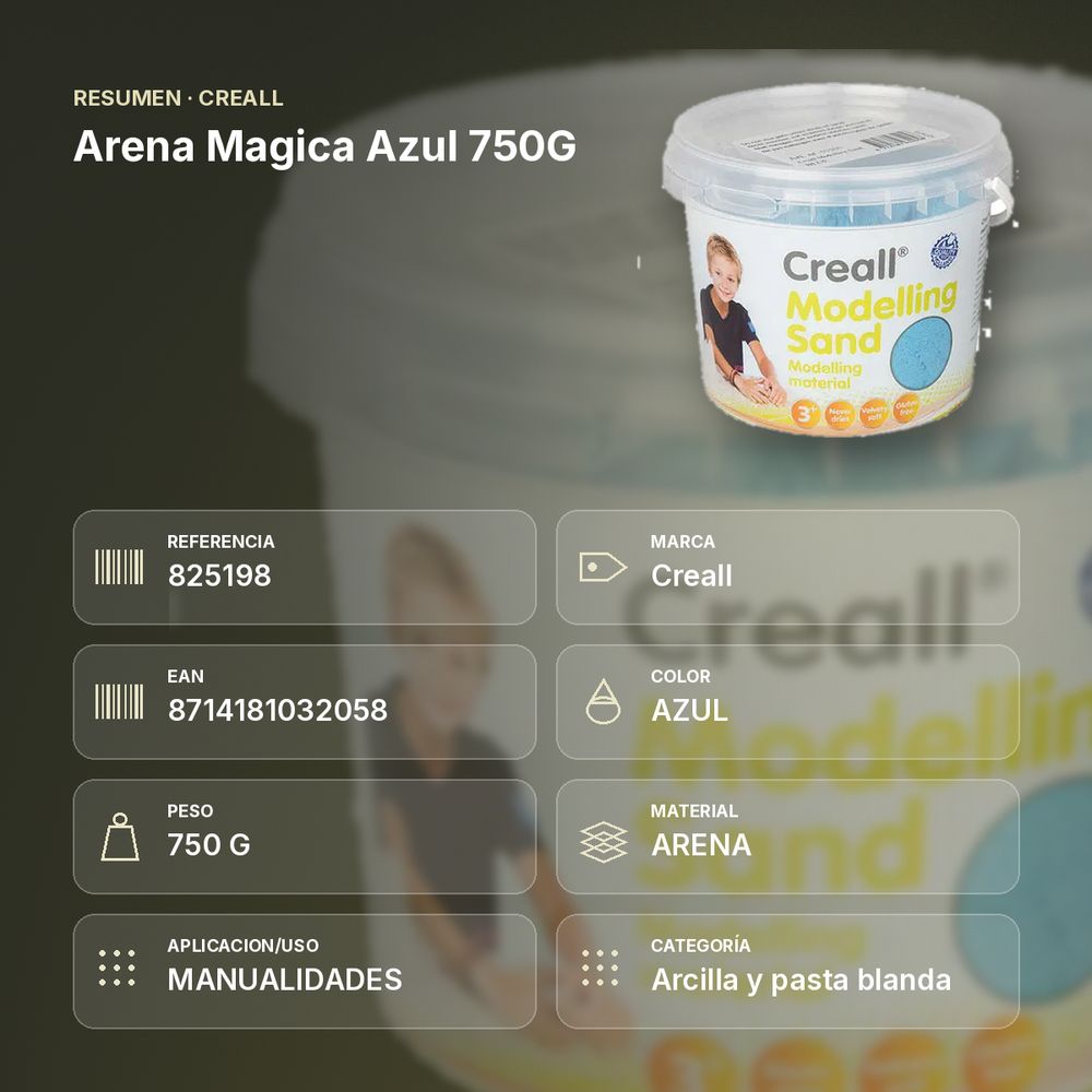 ARENA MAGICA AZUL 750G - resumen de atributos