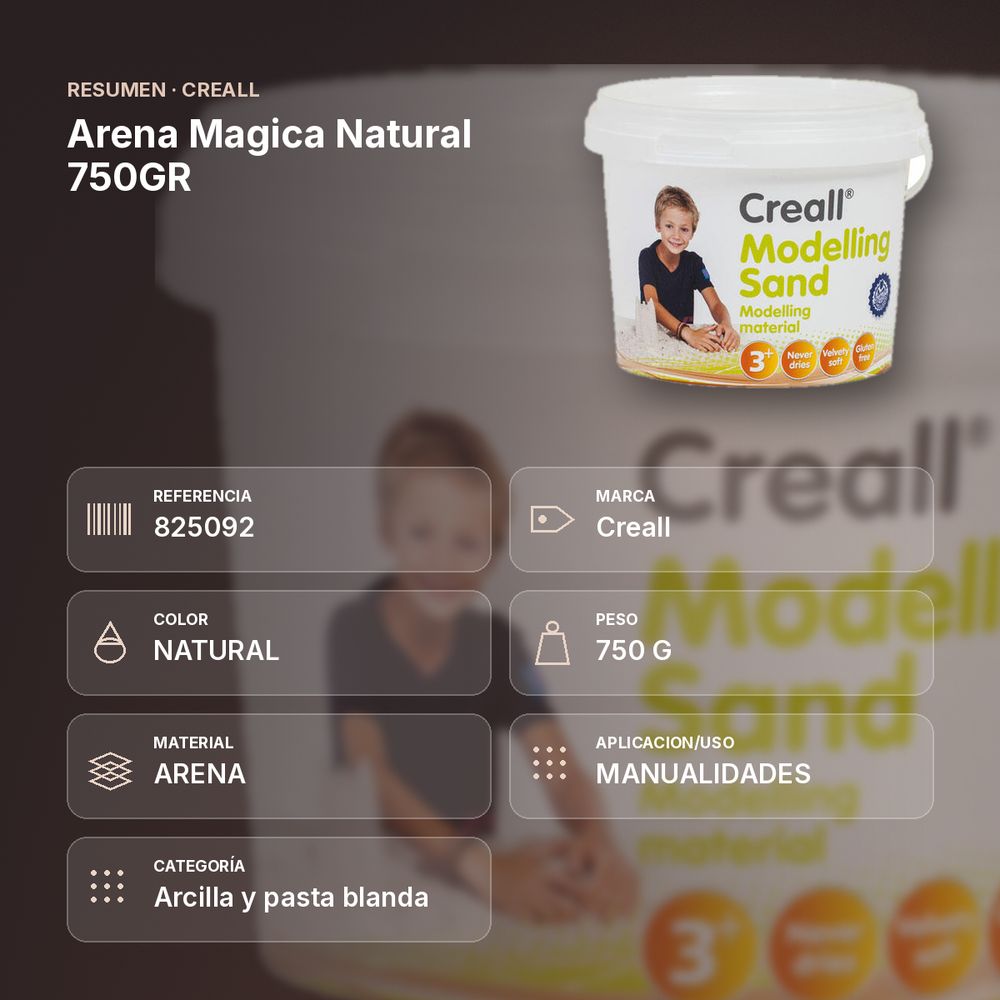 ARENA MAGICA NATURAL 750GR  - resumen de atributos