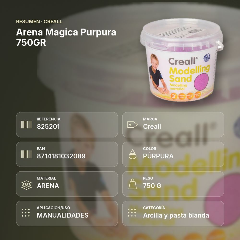 ARENA MAGICA PURPURA 750GR - resumen de atributos