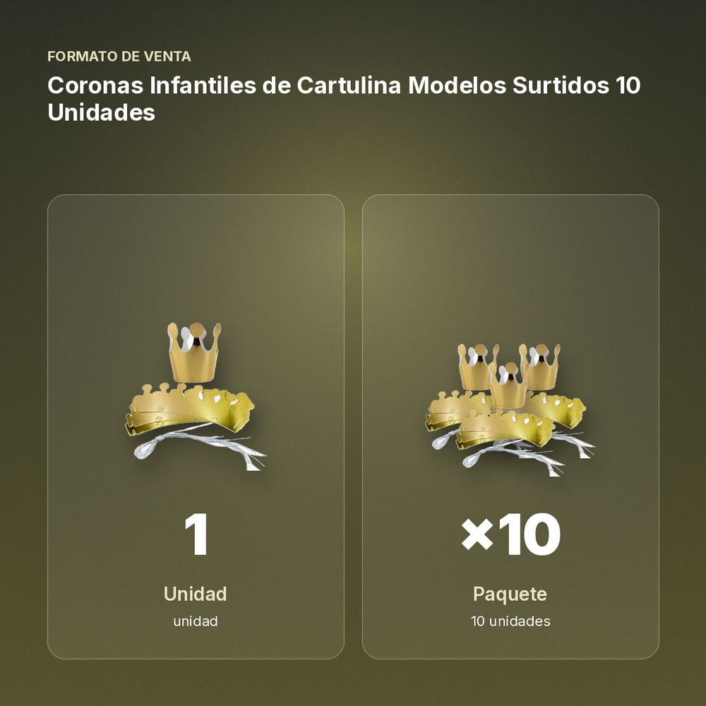 CORONAS INFANTILES DE CARTULINA MODELOS SURTIDOS 10 UNIDADES - formato de venta: paquete de 10