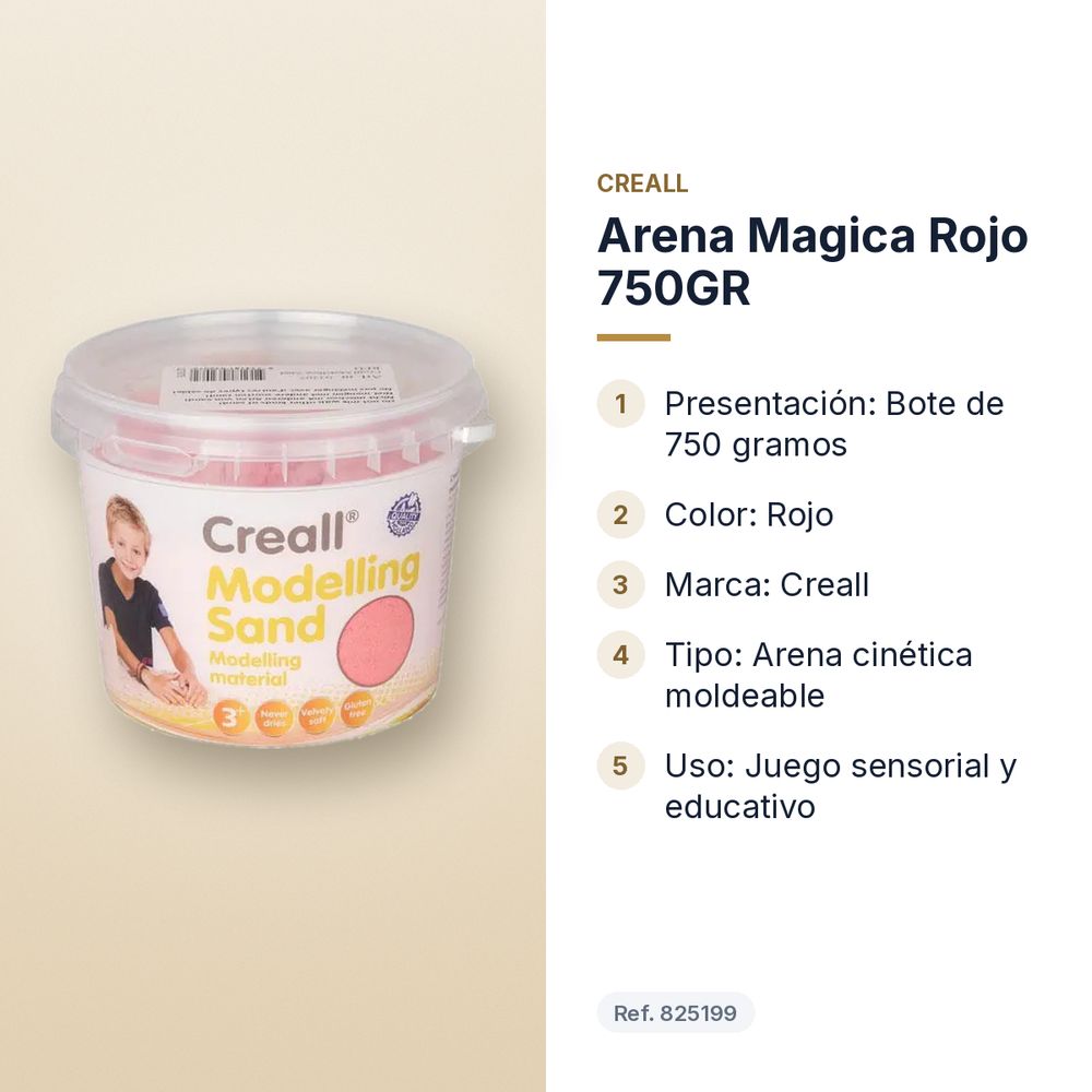 ARENA MAGICA ROJO 750GR  - características principales