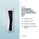LIMPIAPIPAS CHENILLA NEGRO 4MMX30CM PACK 50U - características principales