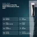 LIMPIAPIPAS CHENILLA NEGRO 4MMX30CM PACK 50U - resumen de atributos