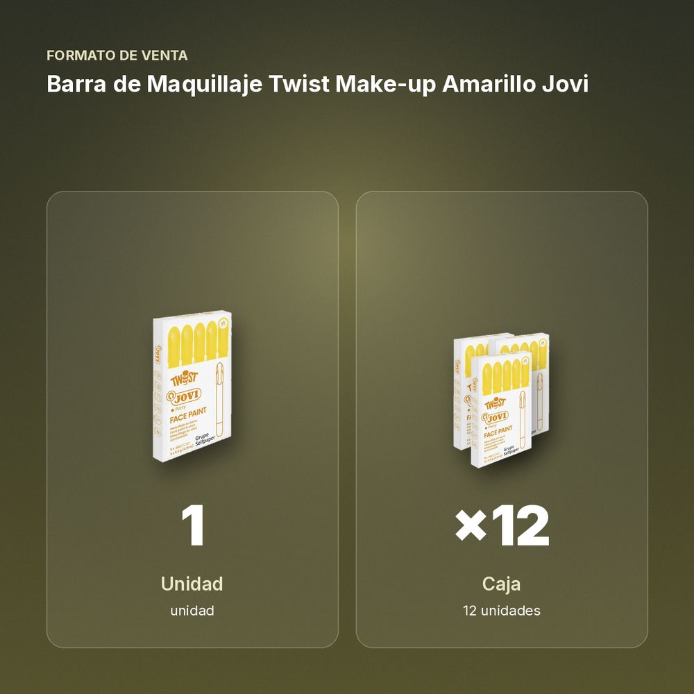 BARRA DE MAQUILLAJE TWIST MAKE-UP AMARILLO JOVI - formato de venta: caja de 12