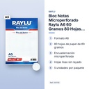 BLOC NOTAS MICROPERFORADO RAYLU A6 60 GRAMOS 80 HOJAS LISO - características principales
