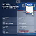 BLOC NOTAS MICROPERFORADO RAYLU A6 60 GRAMOS 80 HOJAS LISO - resumen de atributos