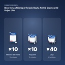BLOC NOTAS MICROPERFORADO RAYLU A6 60 GRAMOS 80 HOJAS LISO - formato de venta: paquete de 10, caja de 40