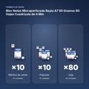 BLOC NOTAS MICROPERFORADO RAYLU A7 60 GRAMOS 80 HOJAS CUADRICULA DE 4 MM - formato de venta: paquete de 10, caja de 80