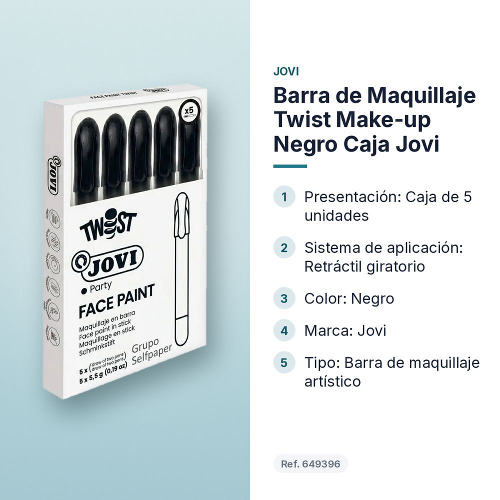 BARRA DE MAQUILLAJE TWIST MAKE-UP NEGRO CAJA JOVI - características principales