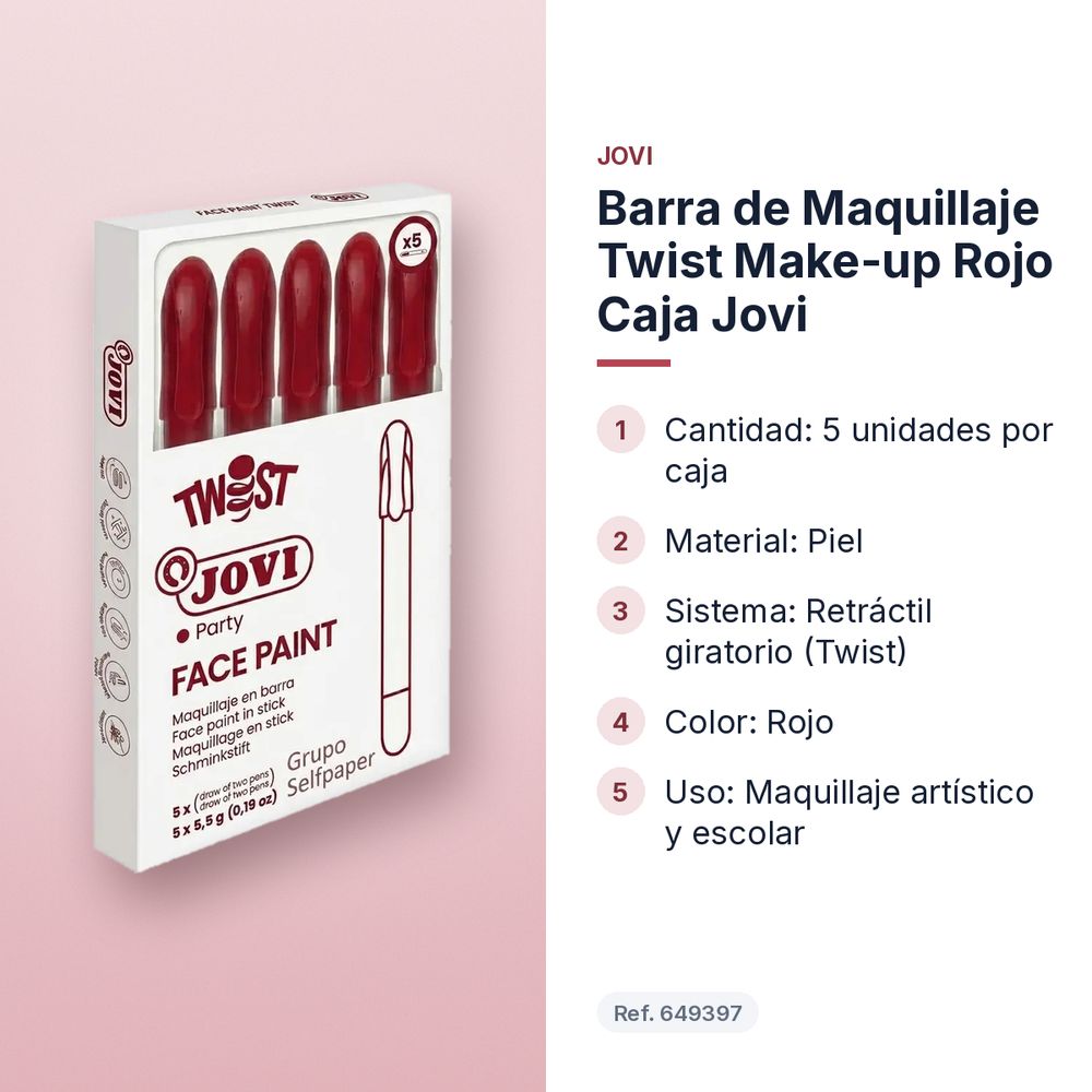 BARRA DE MAQUILLAJE TWIST MAKE-UP ROJO CAJA JOVI - características principales