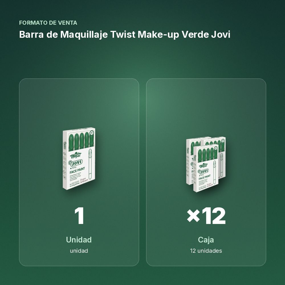 BARRA DE MAQUILLAJE TWIST MAKE-UP VERDE JOVI - formato de venta: caja de 12