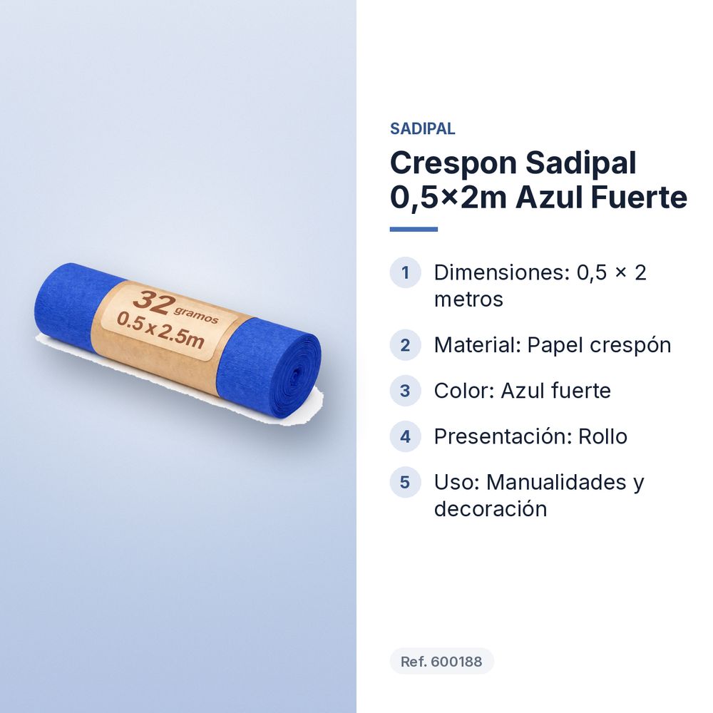 CRESPON SADIPAL 0,5X2M AZUL FUERTE - características principales
