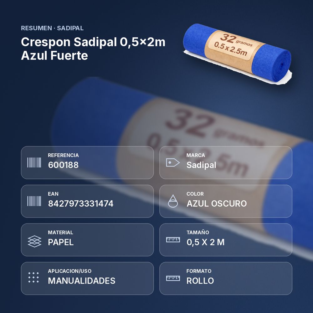 CRESPON SADIPAL 0,5X2M AZUL FUERTE - resumen de atributos