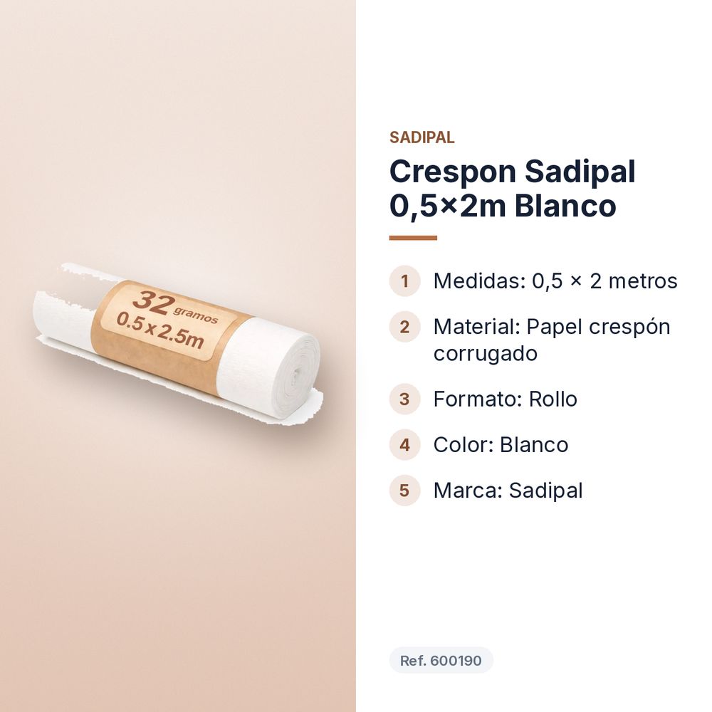 CRESPON SADIPAL 0,5X2M BLANCO - características principales