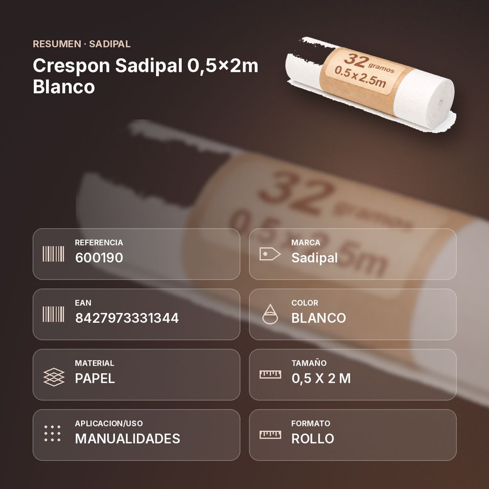 CRESPON SADIPAL 0,5X2M BLANCO - resumen de atributos