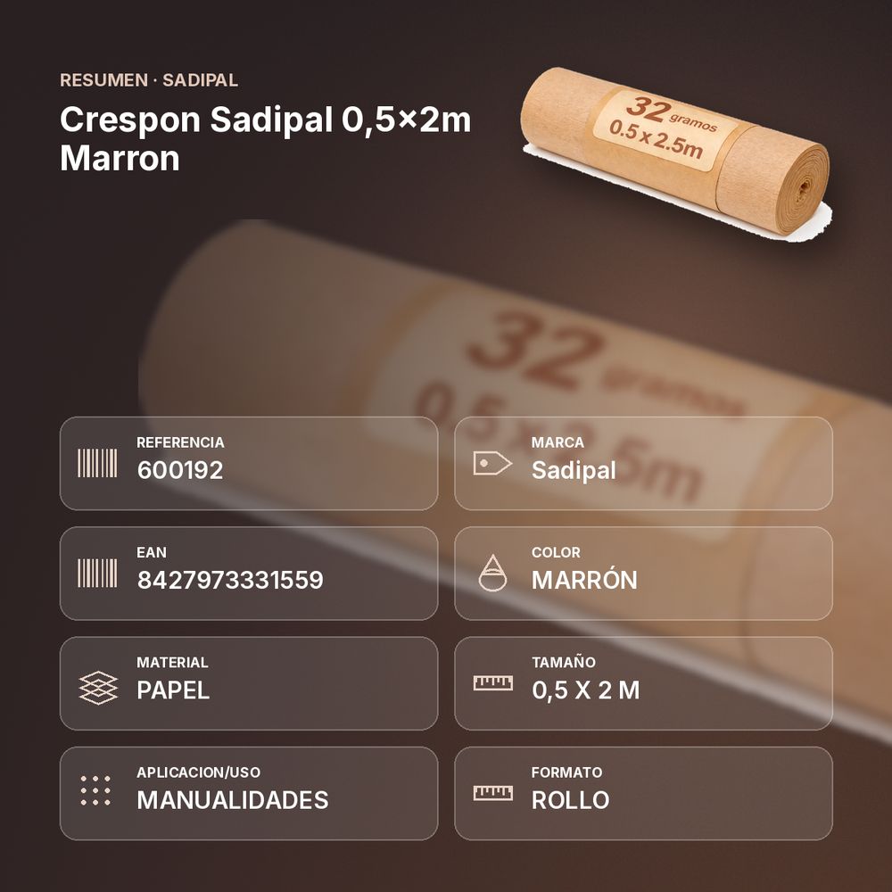 CRESPON SADIPAL 0,5X2M MARRON - resumen de atributos