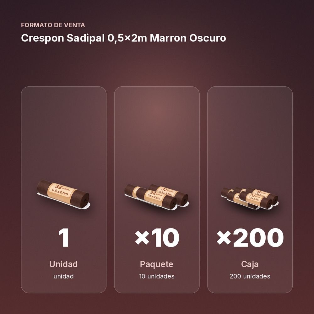 CRESPON SADIPAL 0,5X2M MARRON OSCURO - formato de venta: paquete de 10, caja de 200