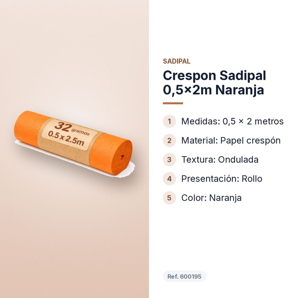 CRESPON SADIPAL 0,5X2M NARANJA - características principales
