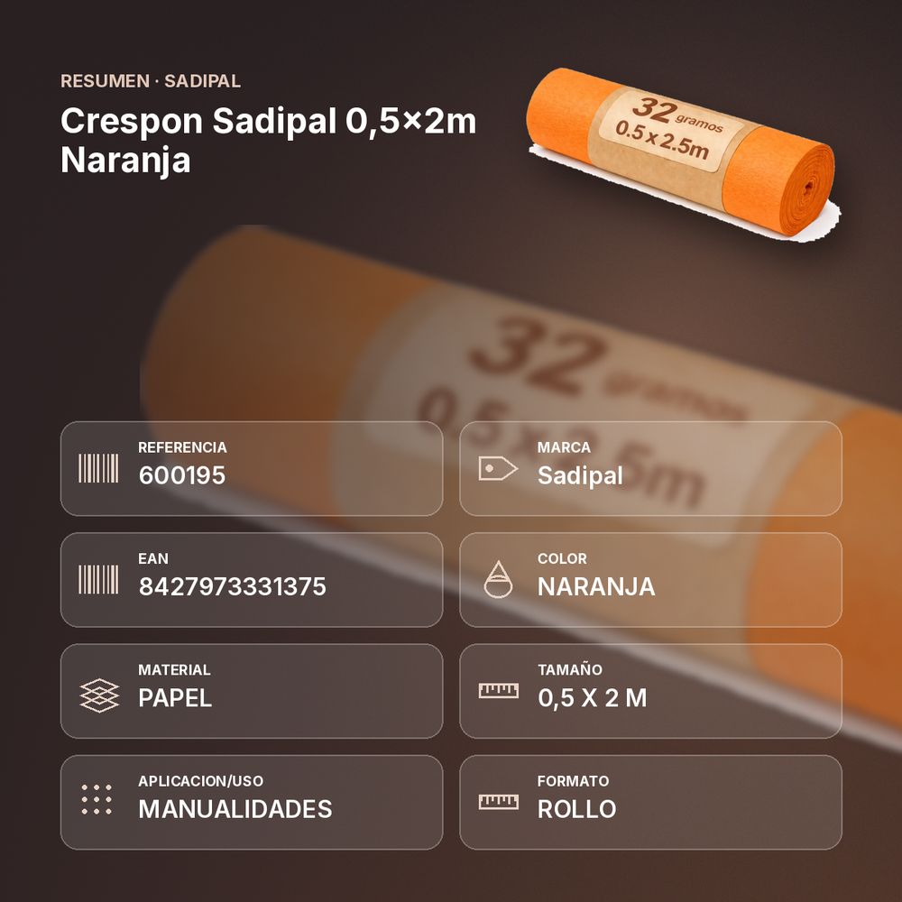 CRESPON SADIPAL 0,5X2M NARANJA - resumen de atributos