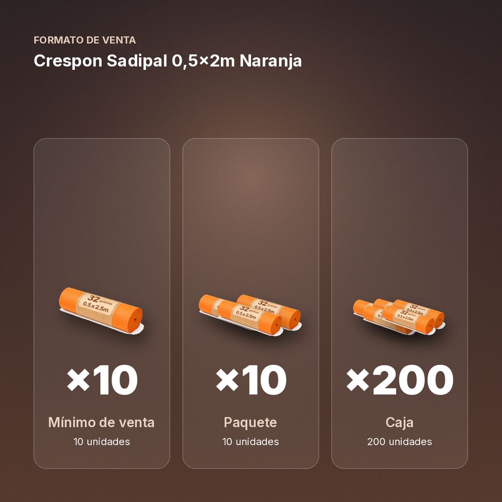 CRESPON SADIPAL 0,5X2M NARANJA - formato de venta: paquete de 10, caja de 200
