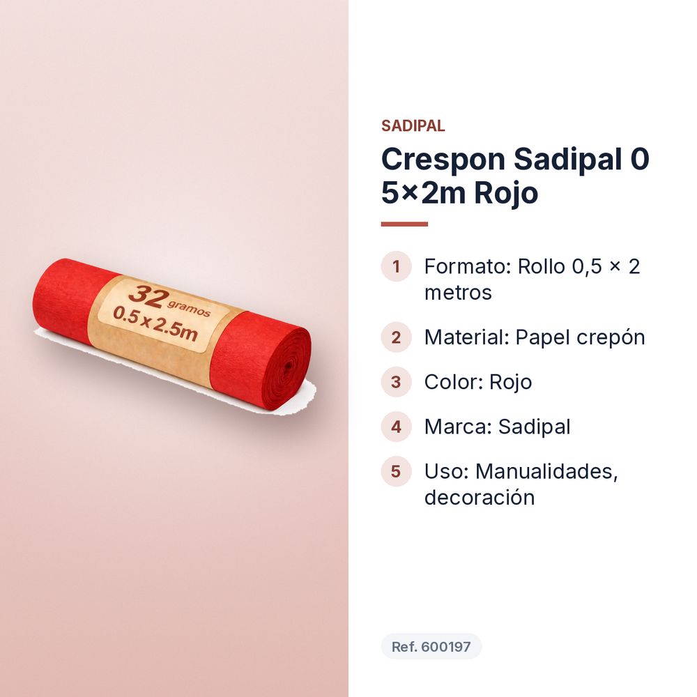 CRESPON SADIPAL 0 5X2M ROJO - características principales