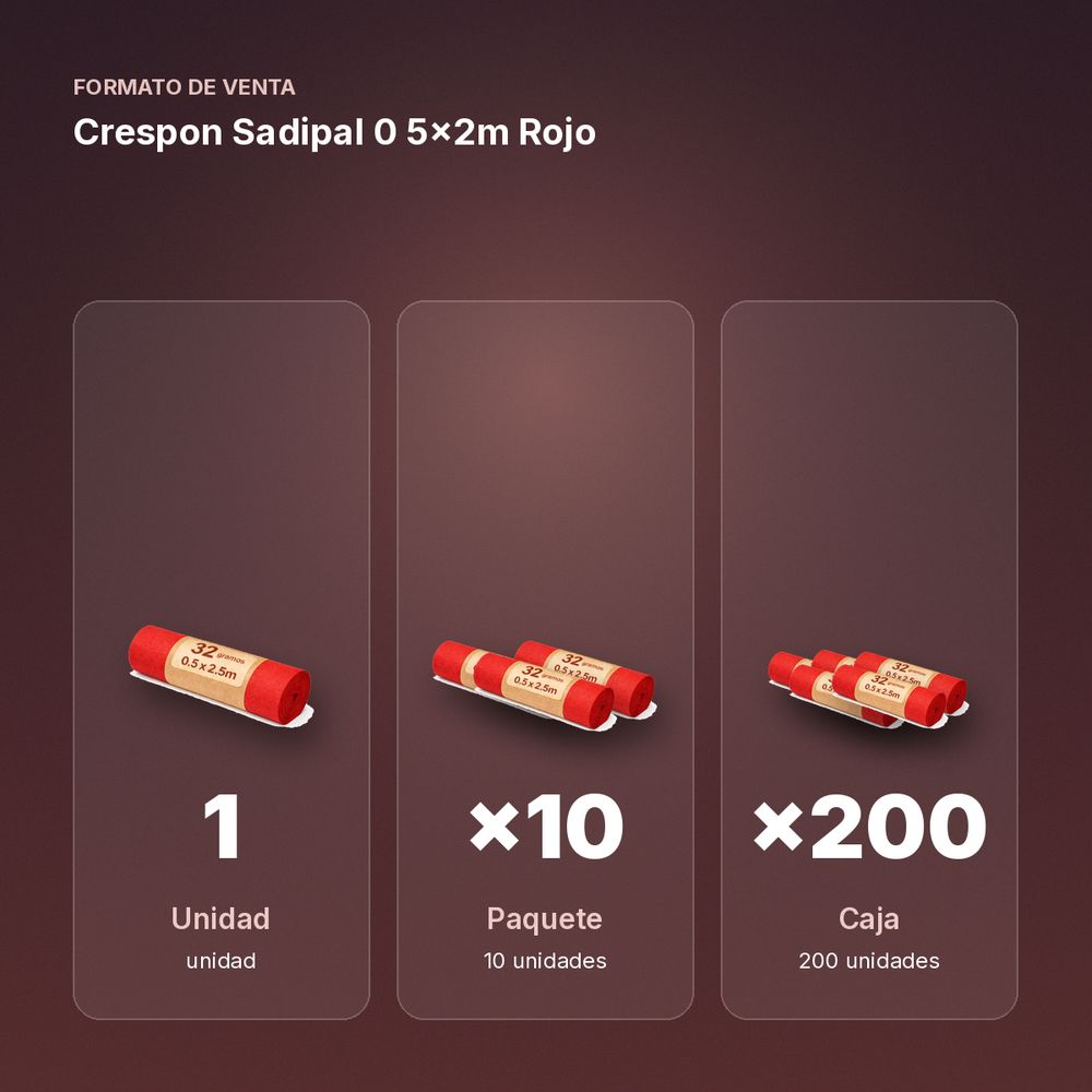 CRESPON SADIPAL 0 5X2M ROJO - formato de venta: paquete de 10, caja de 200