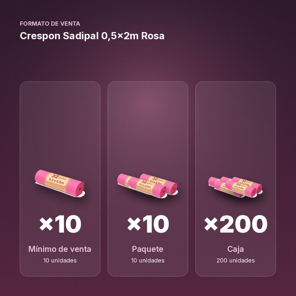 CRESPON SADIPAL 0,5X2M ROSA - formato de venta: paquete de 10, caja de 200