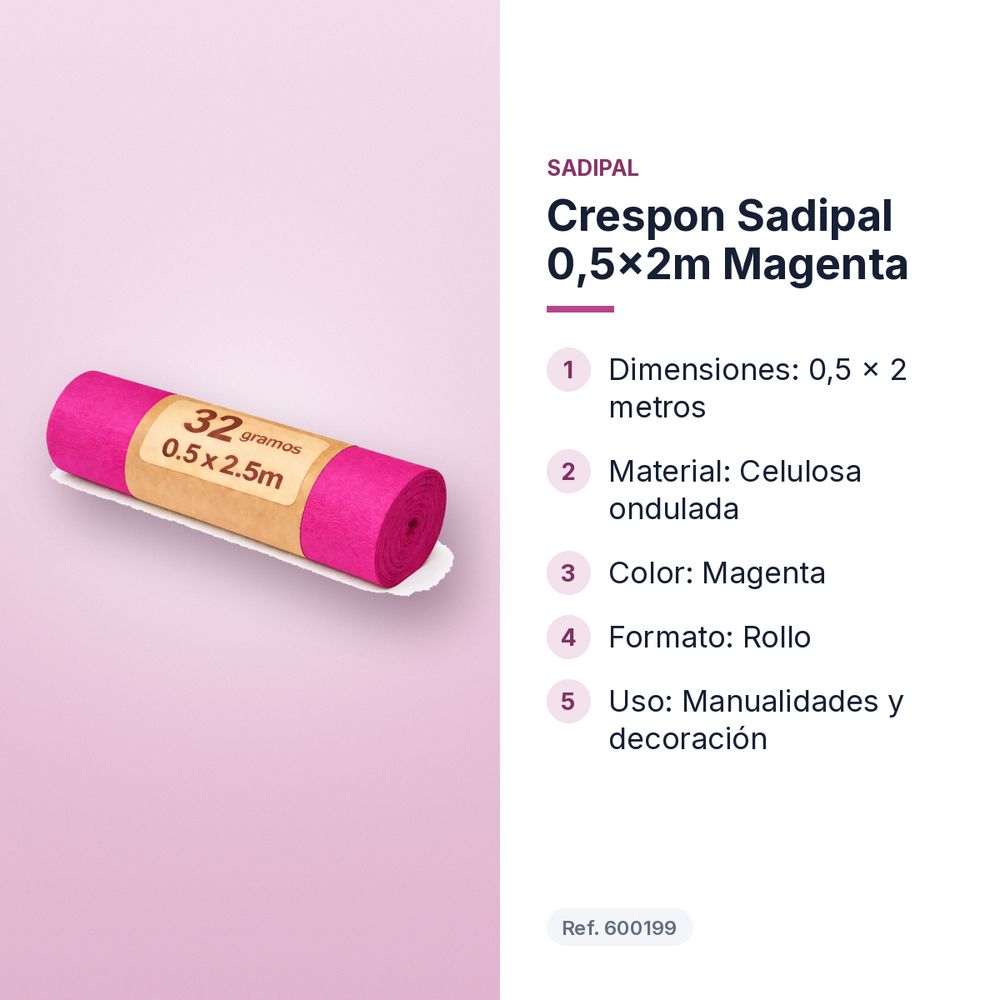 CRESPON SADIPAL 0,5X2M MAGENTA - características principales