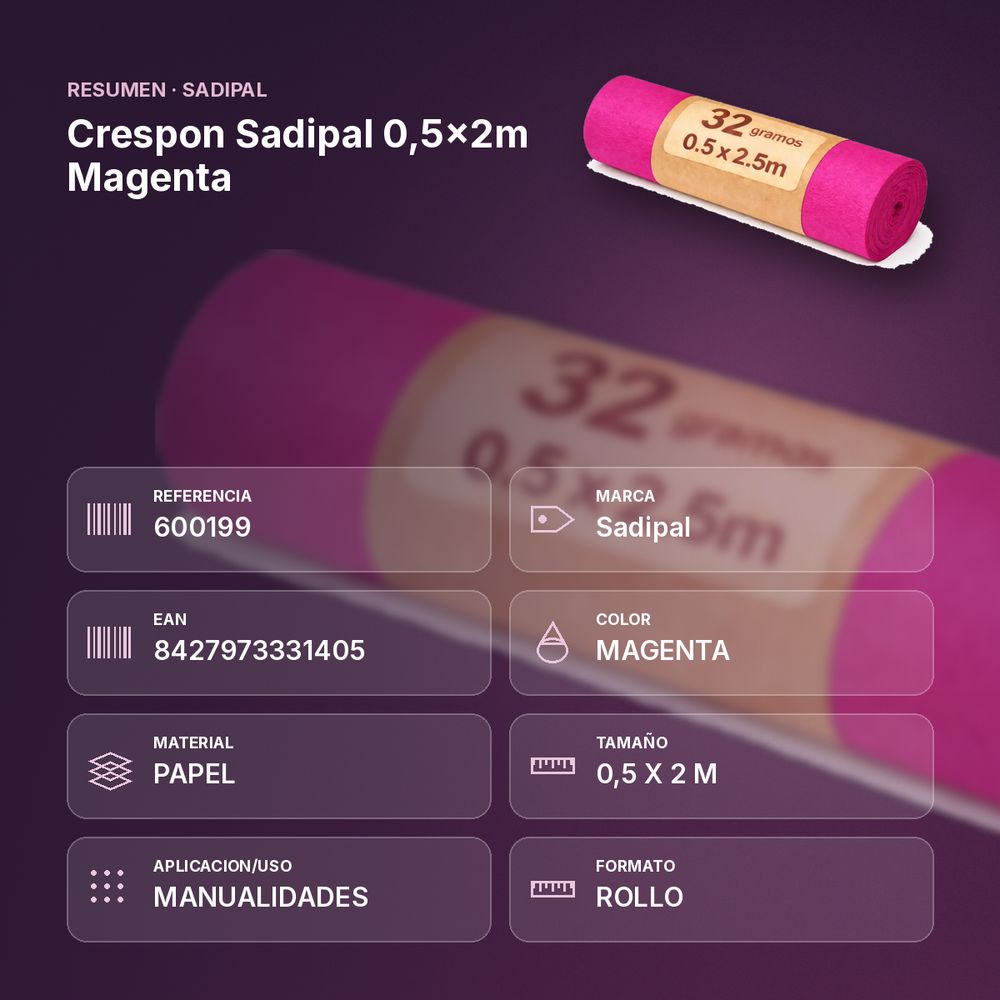 CRESPON SADIPAL 0,5X2M MAGENTA - resumen de atributos