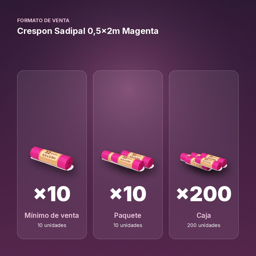 CRESPON SADIPAL 0,5X2M MAGENTA - formato de venta: paquete de 10, caja de 200