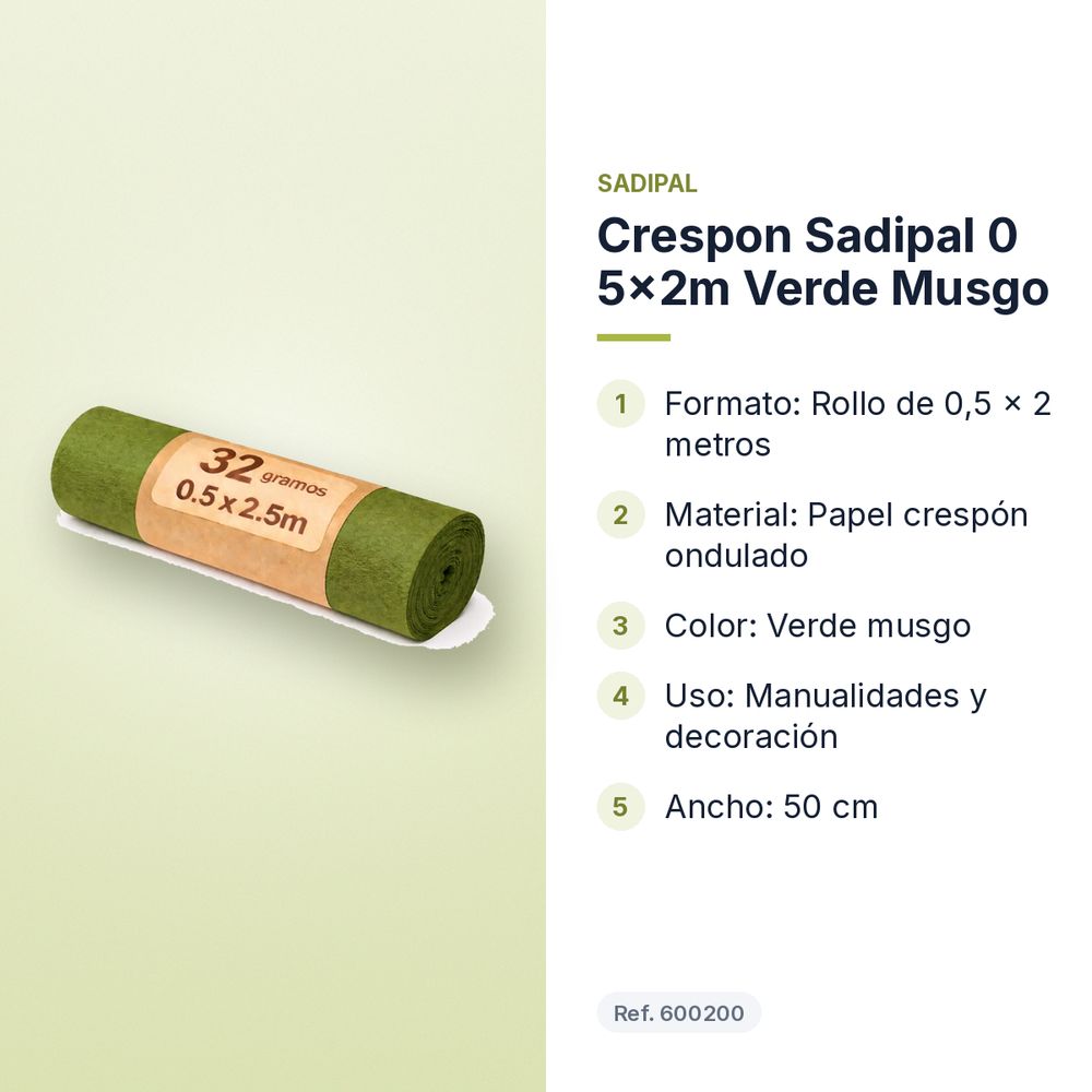 CRESPON SADIPAL 0 5X2M VERDE MUSGO - características principales