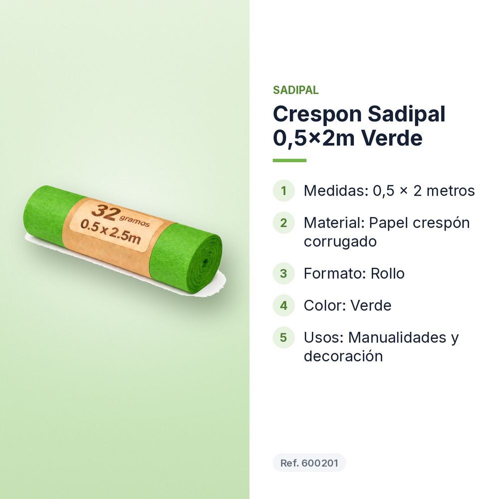 CRESPON SADIPAL 0,5X2M VERDE - características principales