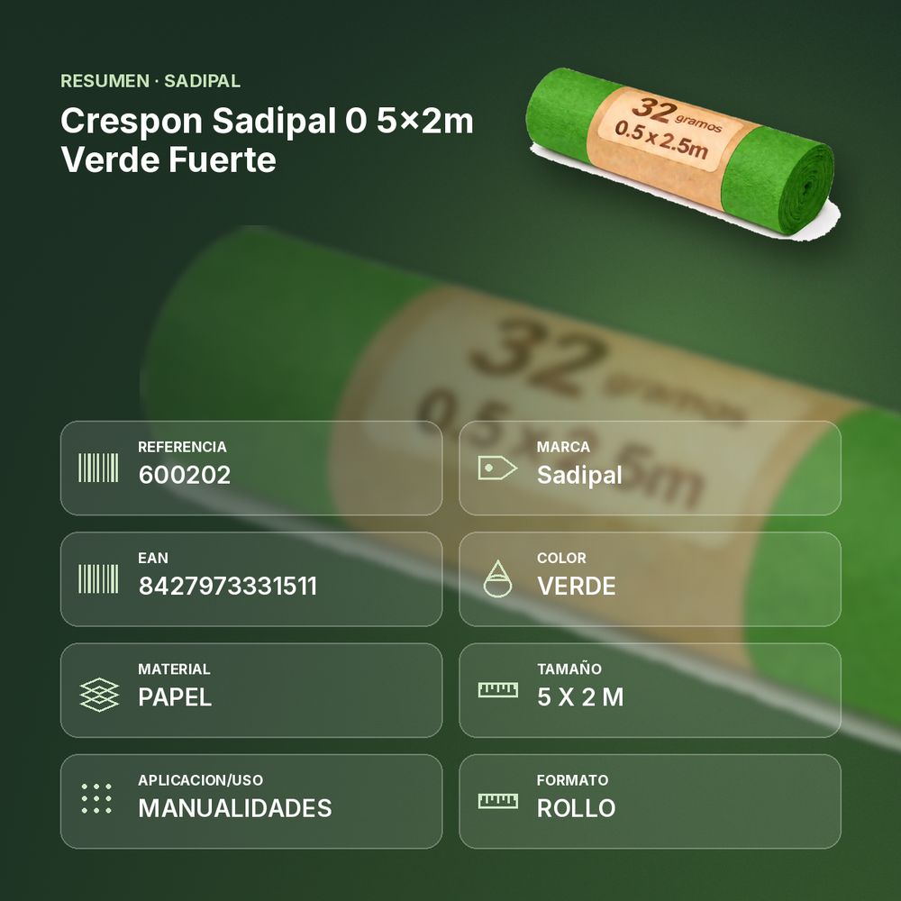 CRESPON SADIPAL 0 5X2M VERDE FUERTE - resumen de atributos