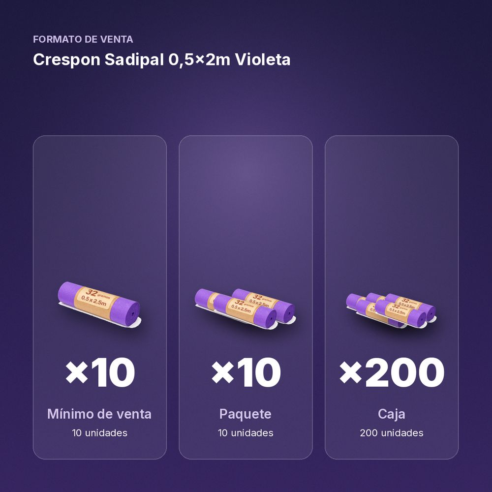 CRESPON SADIPAL 0,5X2M VIOLETA - formato de venta: paquete de 10, caja de 200