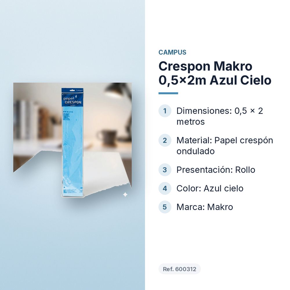 CRESPON MAKRO 0,5X2M AZUL CIELO - características principales