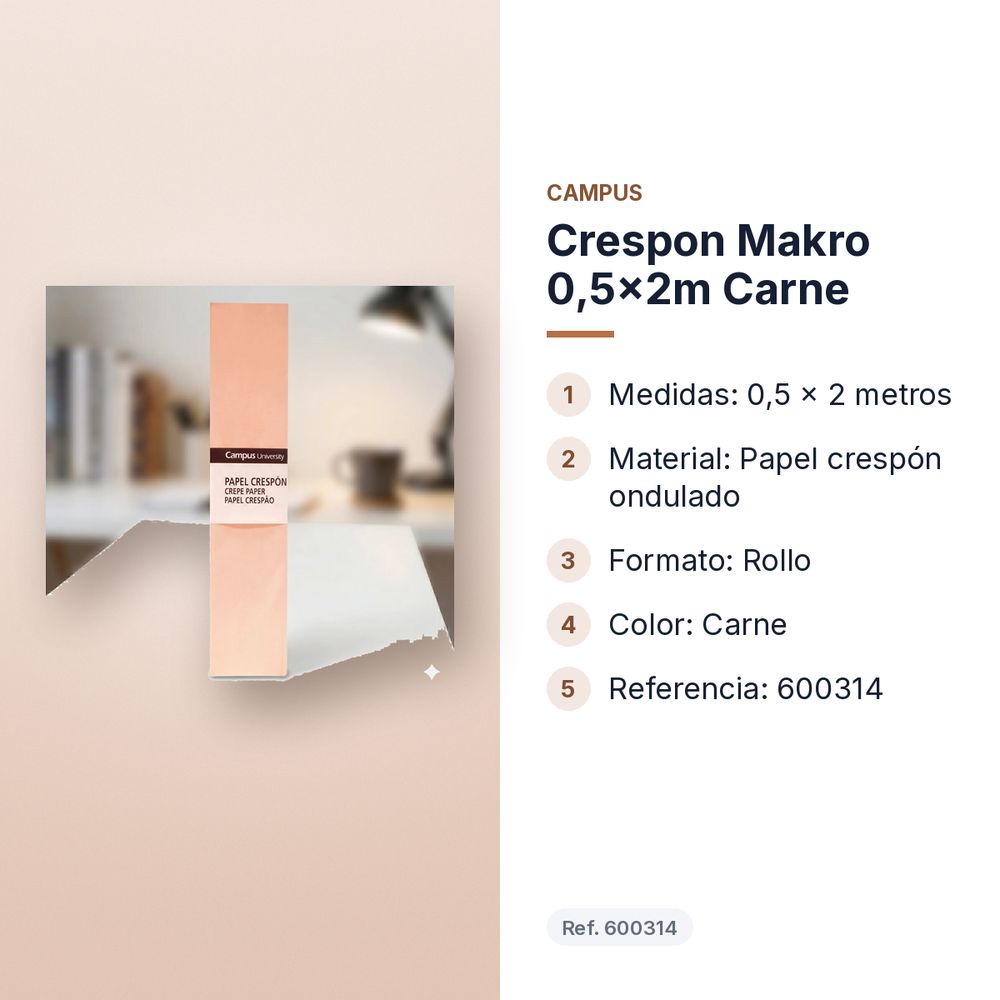 CRESPON MAKRO 0,5X2M CARNE - características principales