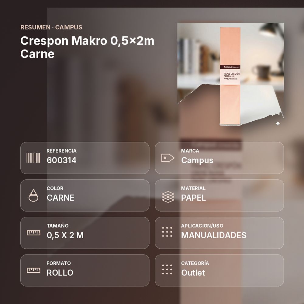 CRESPON MAKRO 0,5X2M CARNE - resumen de atributos