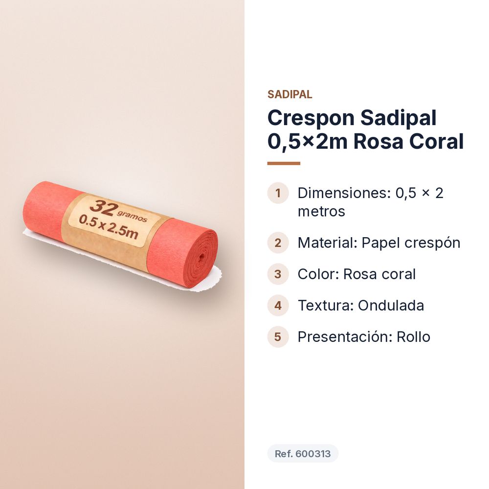 CRESPON SADIPAL 0,5X2M ROSA CORAL - características principales