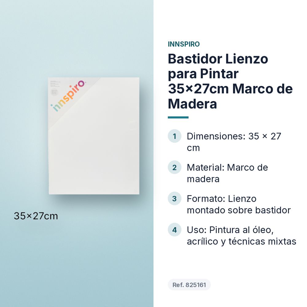 BASTIDOR LIENZO PARA PINTAR 35×27CM MARCO DE MADERA - características principales