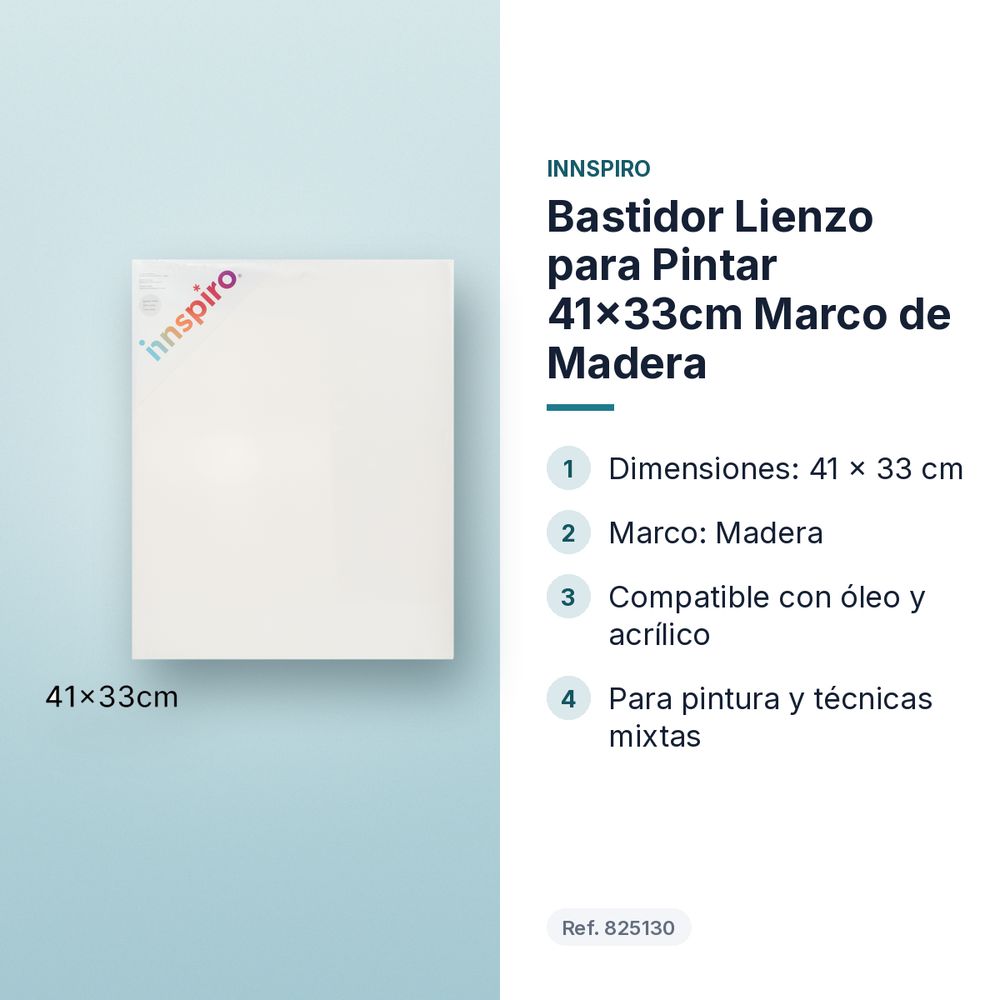 BASTIDOR LIENZO PARA PINTAR 41×33CM MARCO DE MADERA - características principales